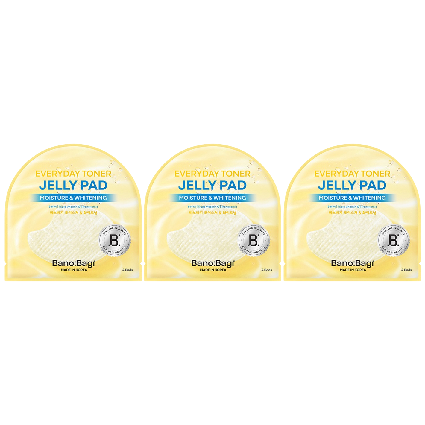 Banobagi - Everyday Toner Jelly Pad Moisture & Whitening with 8 HYA, Triple Vitamin C and Tranexamic 10ml. 4 Pads (Pack of 3 = 12 pads)