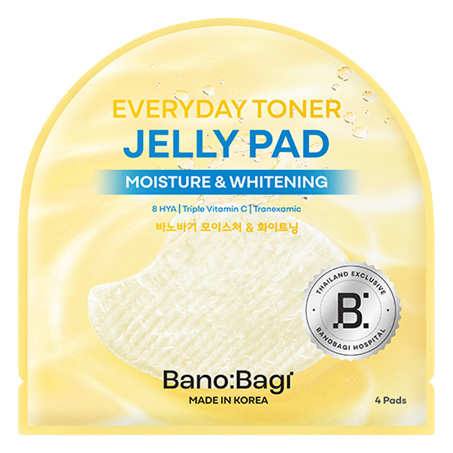 Banobagi - Everyday Toner Jelly Pad Moisture & Whitening with 8 HYA, Triple Vitamin C and Tranexamic 10ml. 4 Pads (Pack of 3 = 12 pads)