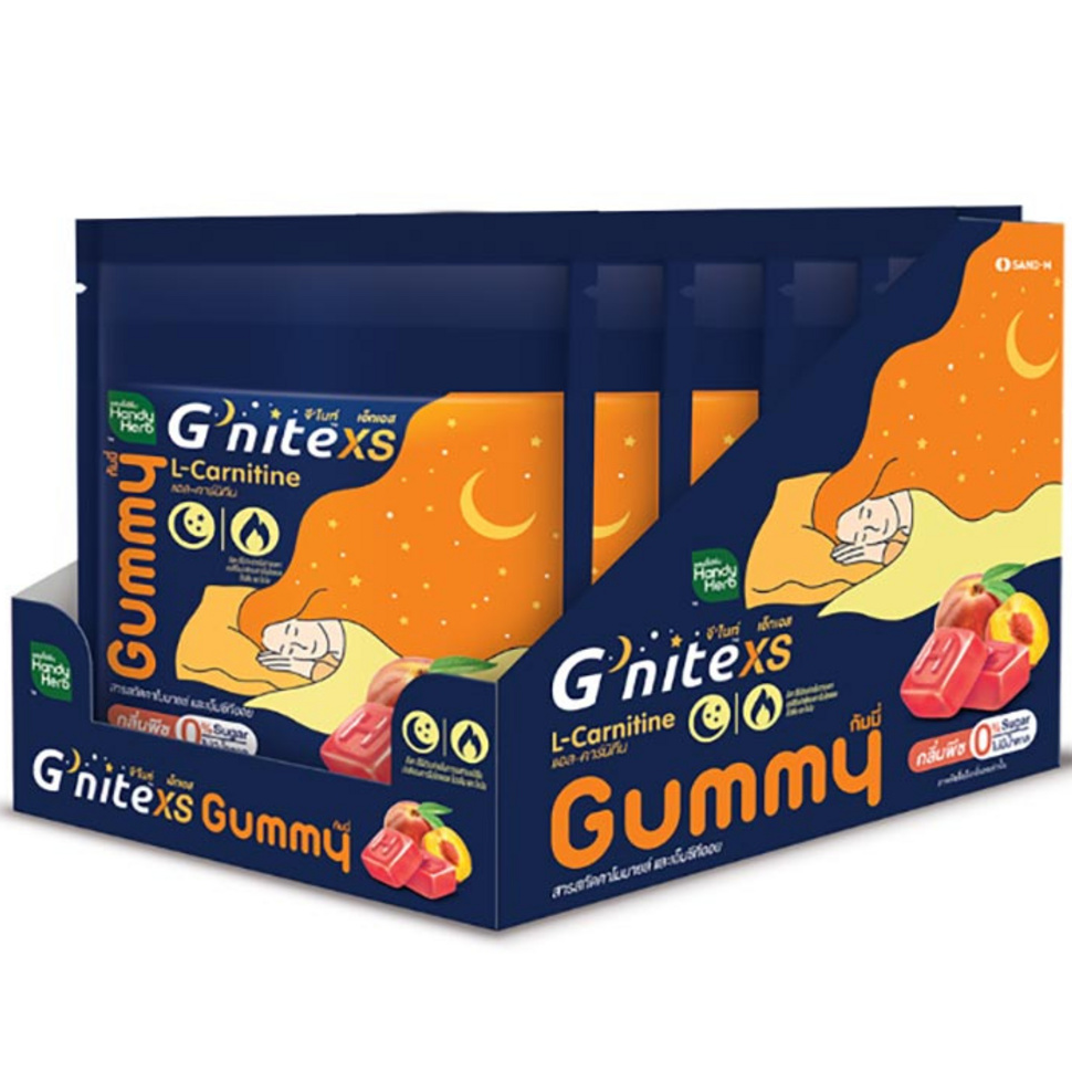 Handy Herb - Gnite XS Gummy Jelly, Chamomile and L-Theanine, Sleep Fast, Peach flavor (Box of 6 sachets, 4 pcs. per sachet)