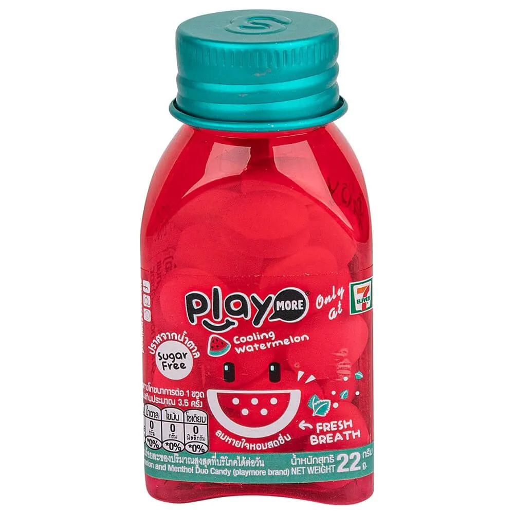 Playmore - Watermelon and Menthol Flavored Candy Bottle 22g. (Pack of 6 Bottles)