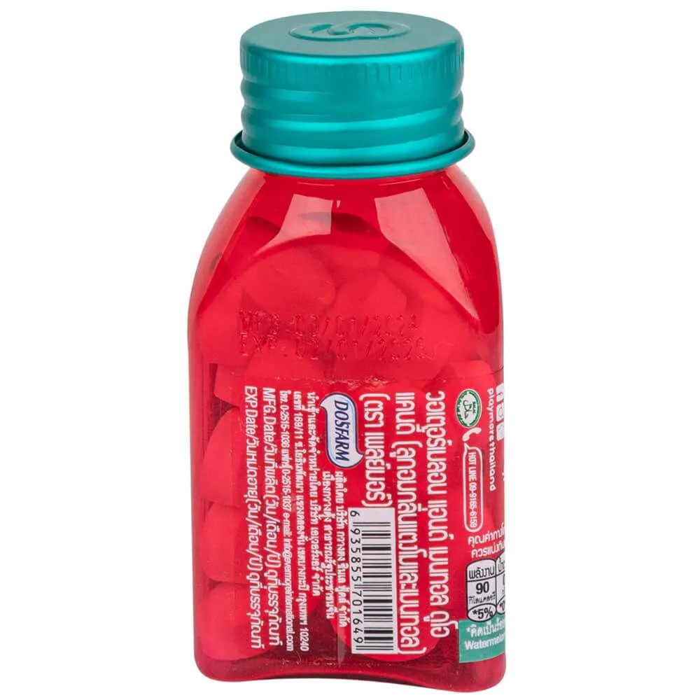 Playmore - Watermelon and Menthol Flavored Candy Bottle 22g. (Pack of 6 Bottles)