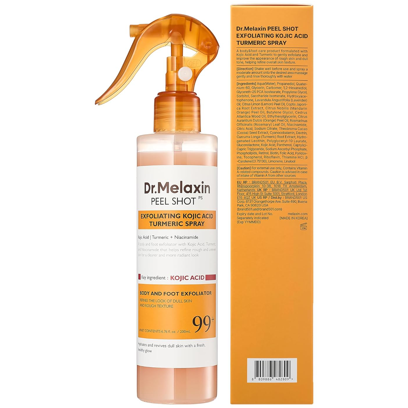 Dr.Melaxin - Peel Shot Exfoliating Kojic Acid Turmeric Spray 200ml.