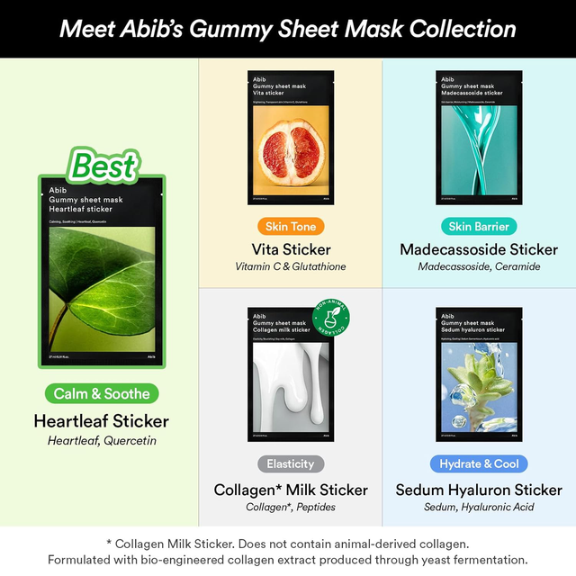 Abib - Gummy Sheet Mask Collagen Milk Sticker 27ml. (Pack of 3)