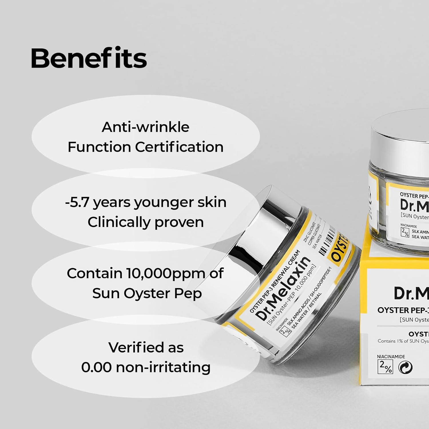 Dr.Melaxin - Oyster Pep-3 Renewal Cream with Silk Amino Acids, Retinal and Sea Water 50ml.