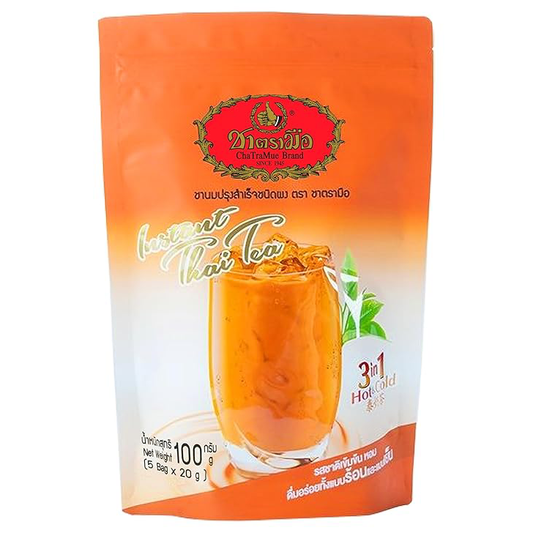 Cha Tra Mue - Thai Tea 3 in 1 Milk Tea Powder 100g. (5 x 20g. bags)