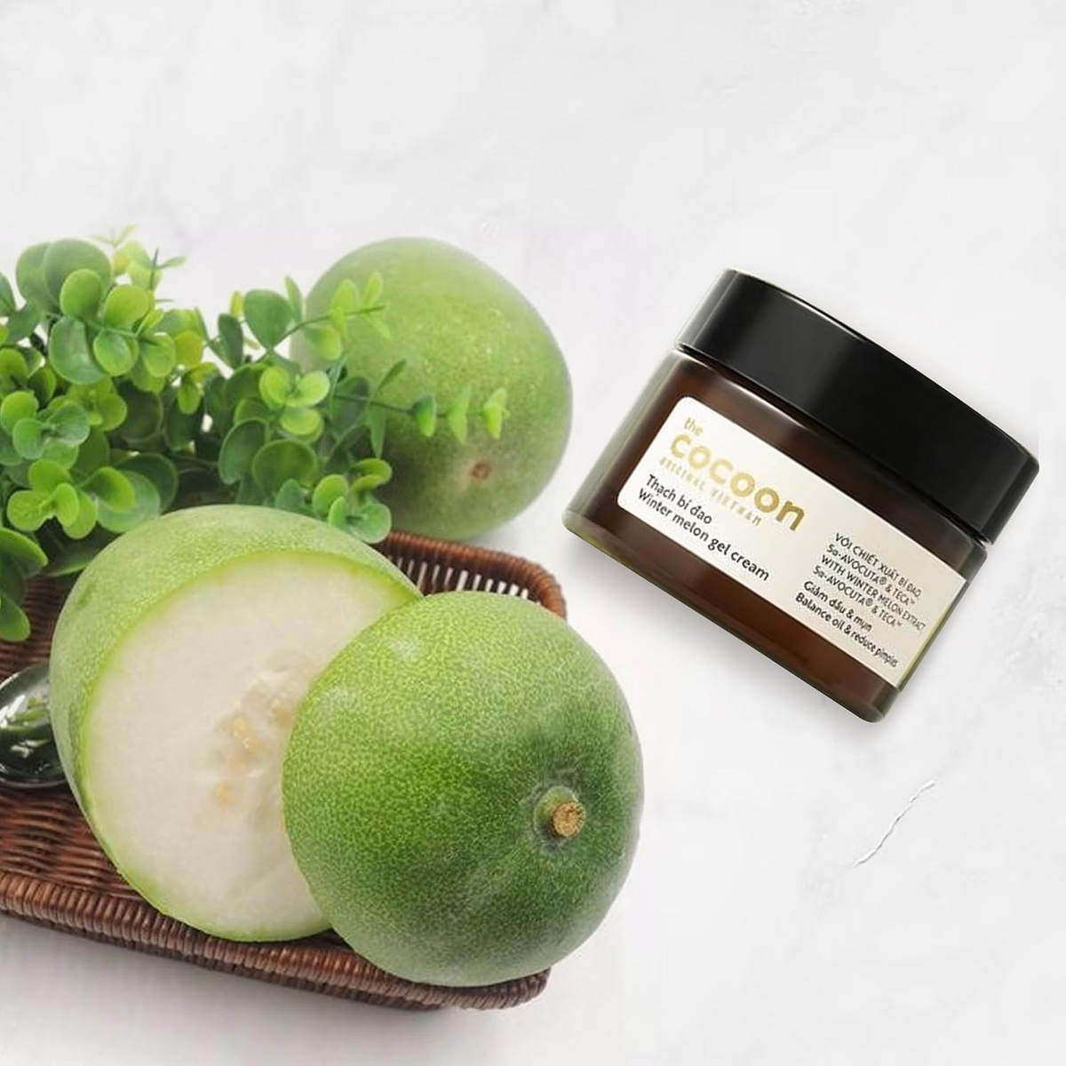 Cocoon Vietnam - Winter Melon Gel Cream (Thạch Bí Đao) with Winter Melon Extract, 5α-Avocuta® & Centella Asiatica 30ml.
