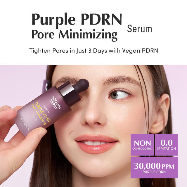 EQQUALBERRY - Bundle of: 1x Purple Rice Pore Purifying Pack Cleanser 130g. + 1x Purple PDRN Pore Minimizing Serum 30ml.