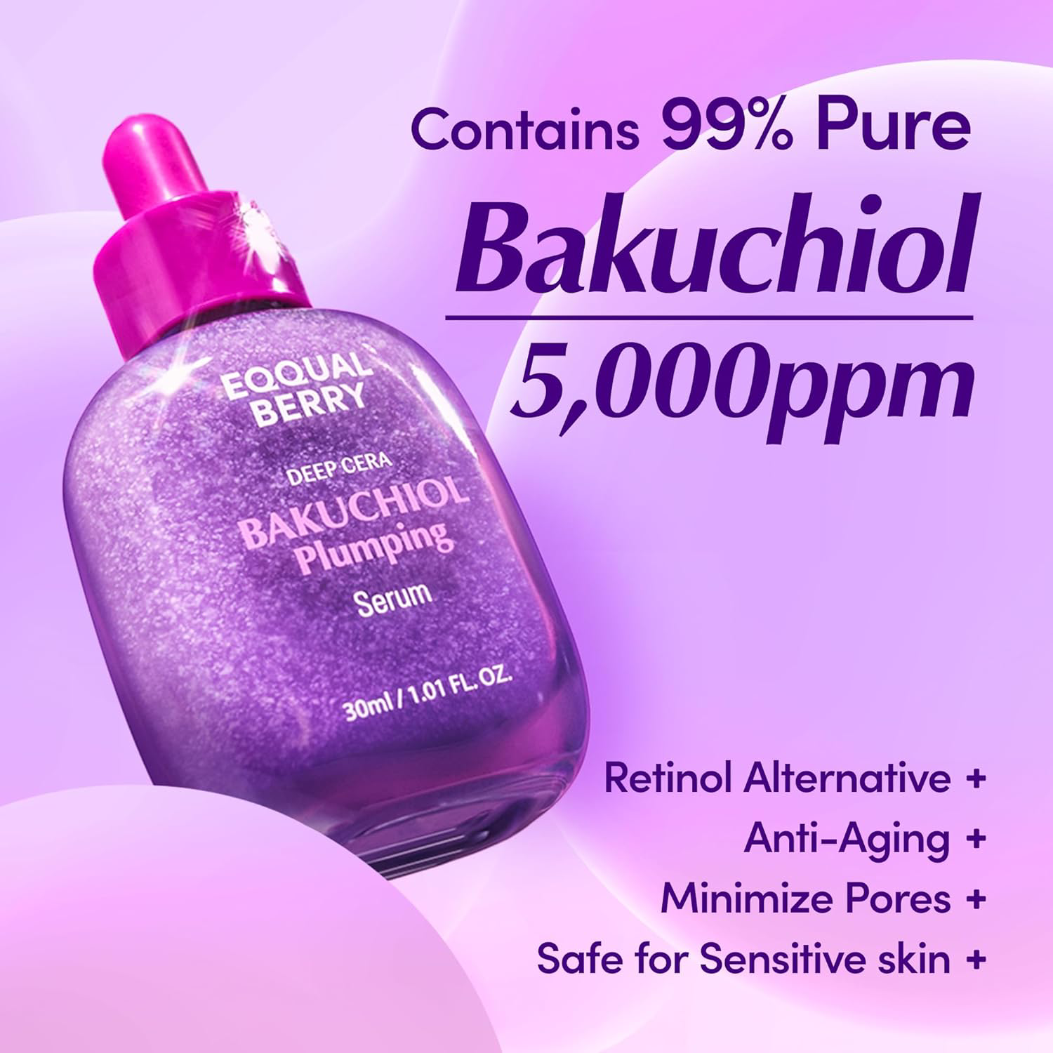 EQQUALBERRY - Bundle of: 1x Bakuchiol Plumping Serum 30ml. + 1x Bakuchiol Plumpin Capsule Cream 50ml.