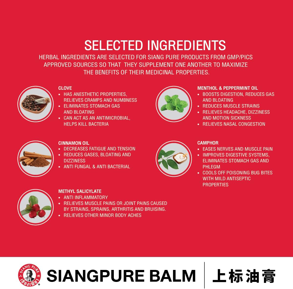 Siang Pure - White Balm for Massage 40 g. (Pack of 3) - Made in Thailand