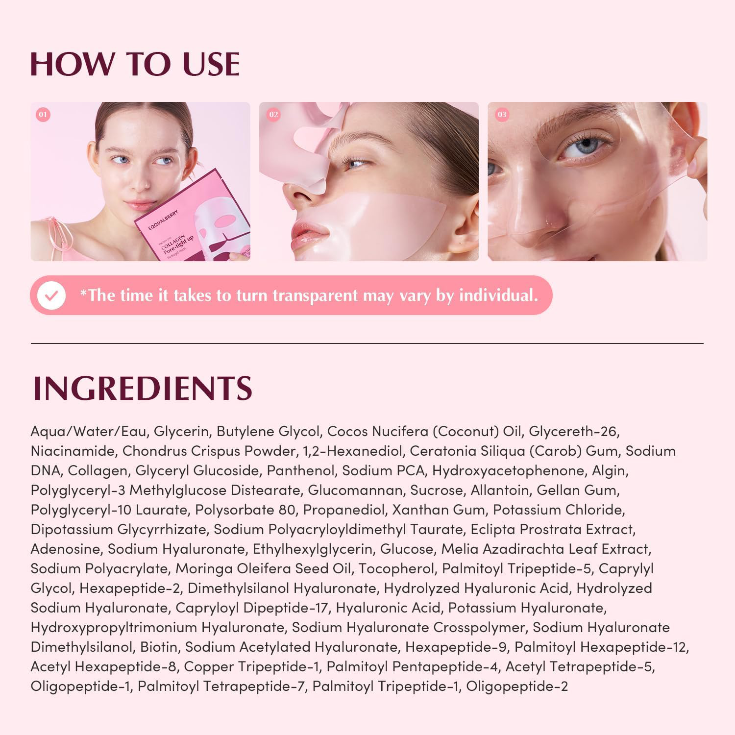 EQQUALBERRY - Collagen Pore-Tight Up Hydrogel Mask 30g. (Pack of 3)