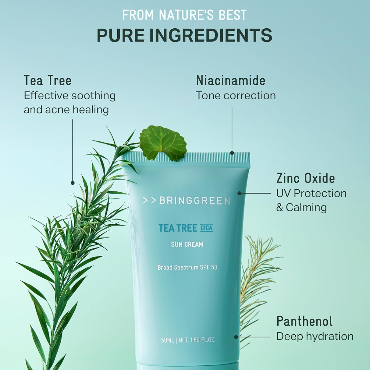 Bringgreen - Tea Tree Cica Fresh Sun Cream SPF+ PA++++ 50ml.