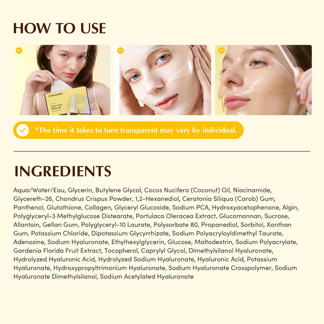 EQQUALBERRY - Collagen Glow Up Hydrogel Mask 30g. (Pack of 3)