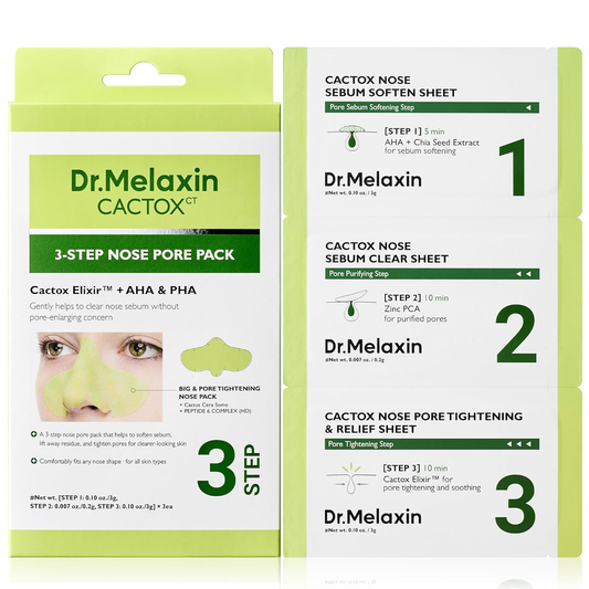 Dr.Melaxin - Cactox 3-Step Nose Mask Pack with AHA & PHA (Box of 3 Strips)