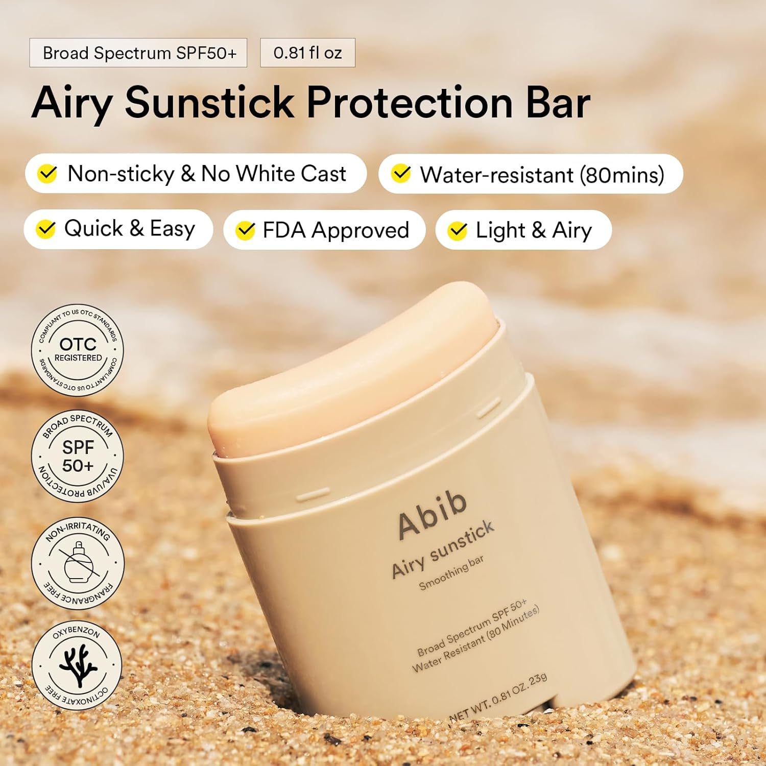 Abib - Airy Sunstick Smoothing Bar 23g.