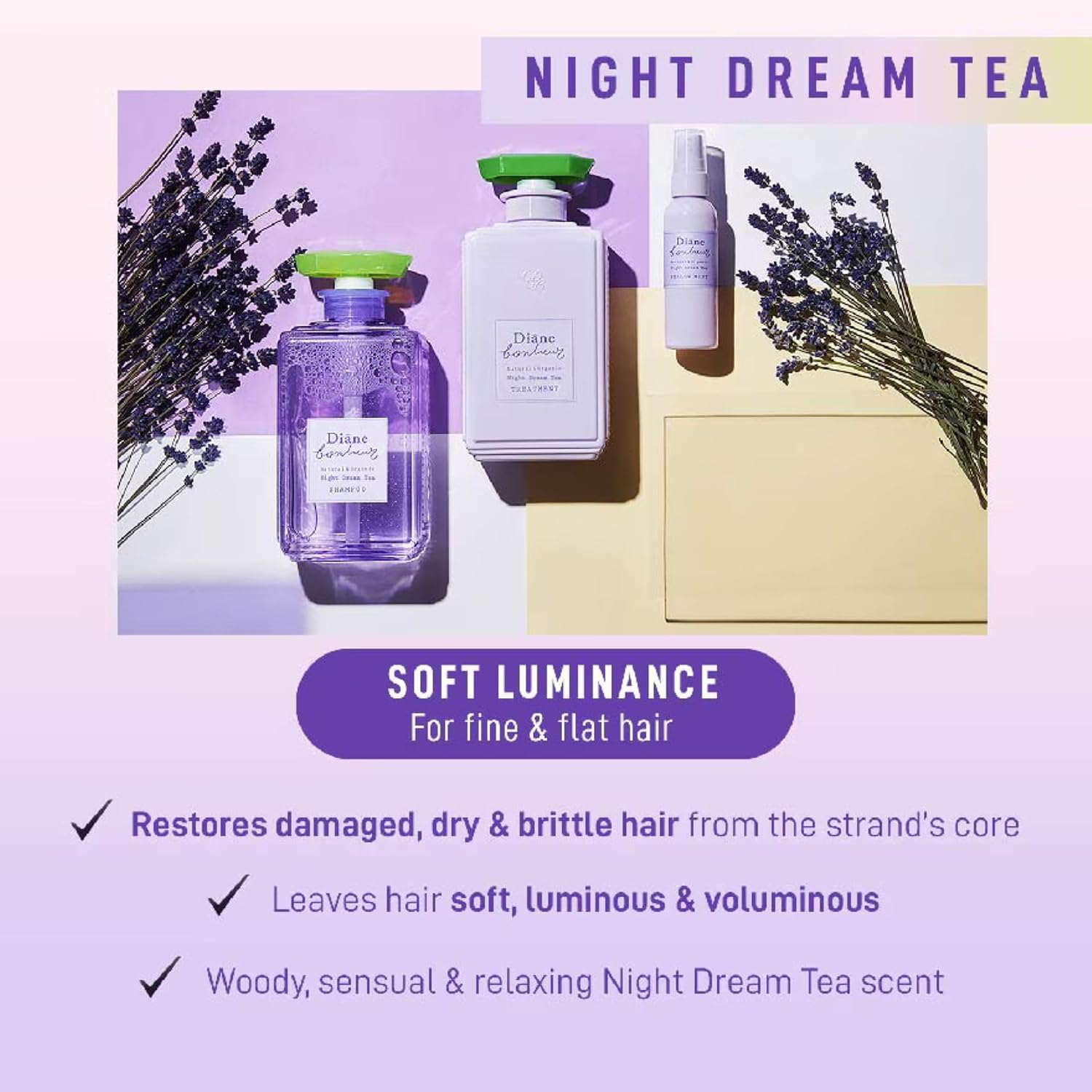 Moist Diane - Bonheur Natural & Organic Night Dream Tea Shampoo, Moist & Repair 500ml.