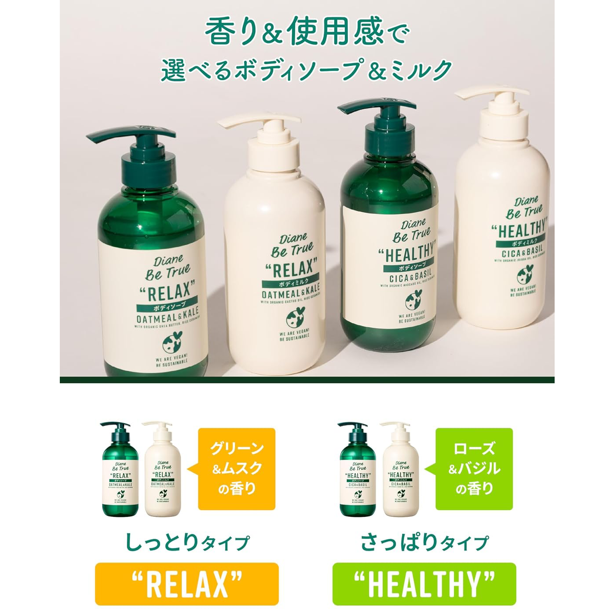 Moist Diane - Diane Be True Relax Oatmeal & Kale Rose & Basil Scent 400ml.