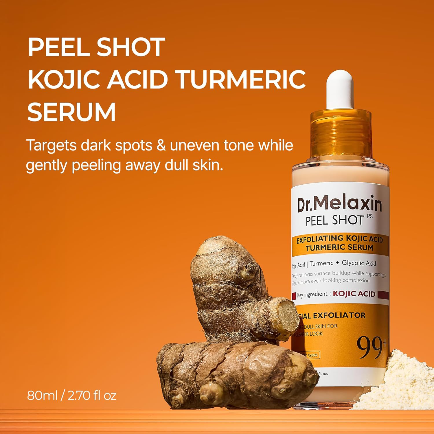 Dr.Melaxin - Peel Shot Exfoliating Kojic Acid Turmeric Serum with Glycolic Acid 80ml.