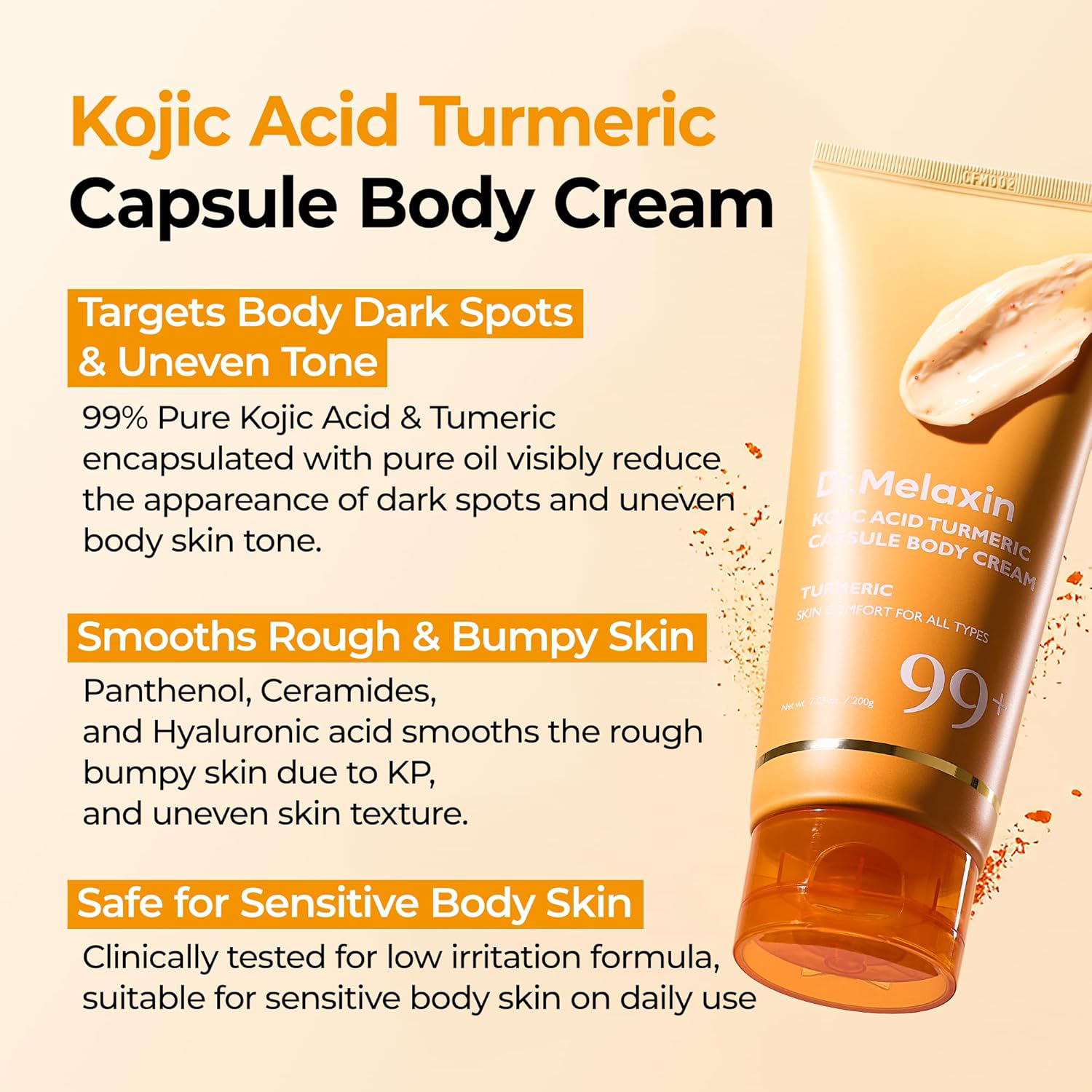 Dr.Melaxin - Kojic Acid Turmeric Capsule Body Cream 200g.