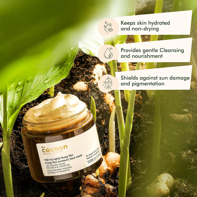 Cocoon Vietnam - Hung Yen Turmeric Face Mask (Mặt Nạ Nghệ Hưng Yên) with Turmeric Powder & Oatmeal 100ml.