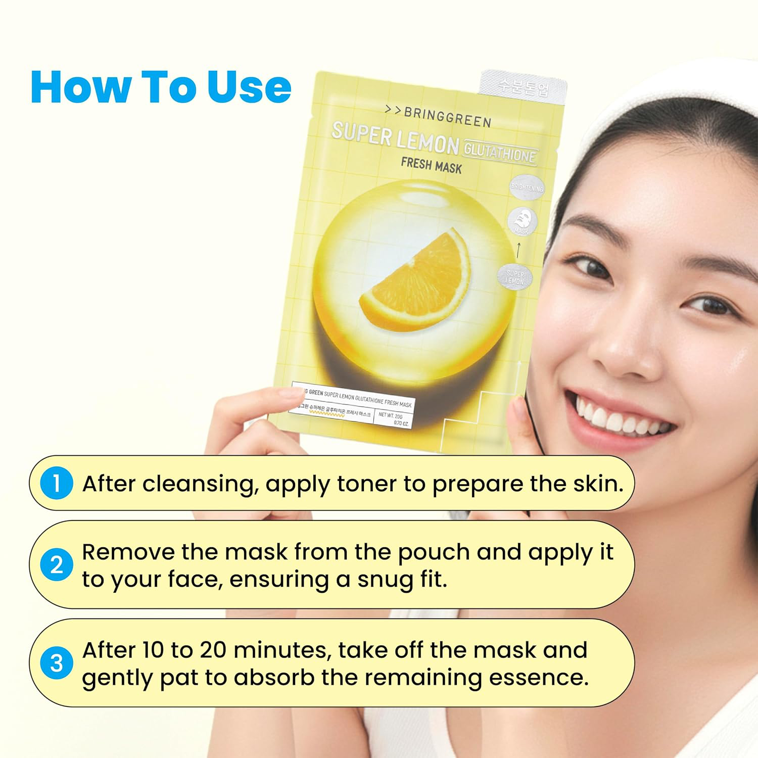 Bringgreen - Super Lemon Glutathione Fresh Mask 20g. (Pack of 3)