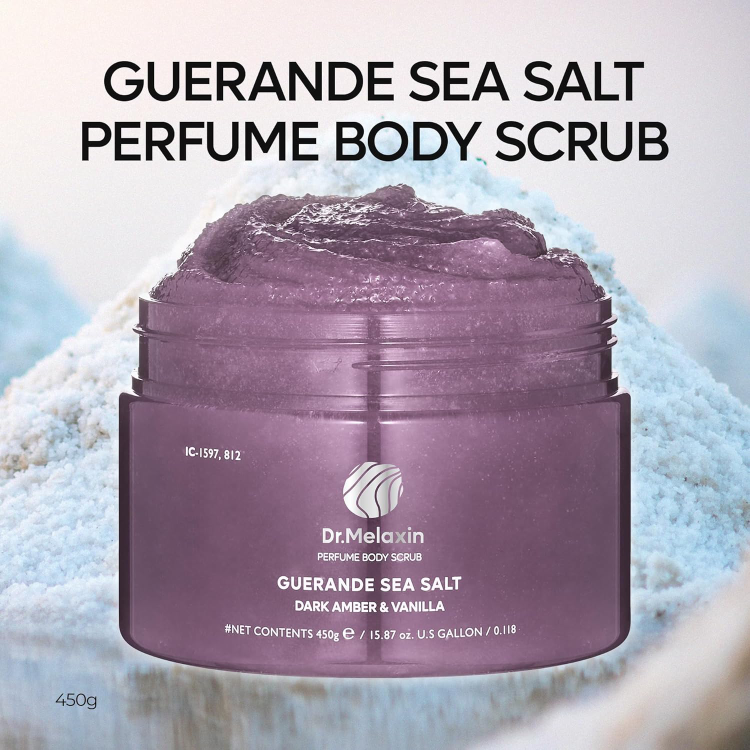 Dr.Melaxin - Guerande Sea Salt Perfume Body Scrup #Dark Amber & Vanilla 450g.