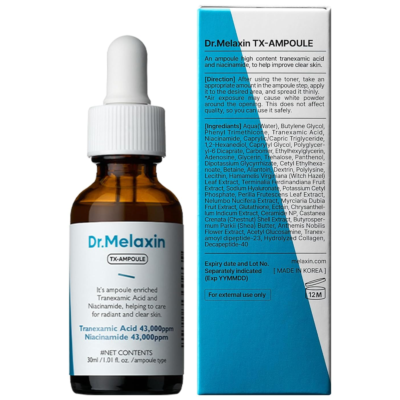 Dr.Melaxin - TX Ampoule Rx with Tranexamic Acid and Niacinamide 30ml.