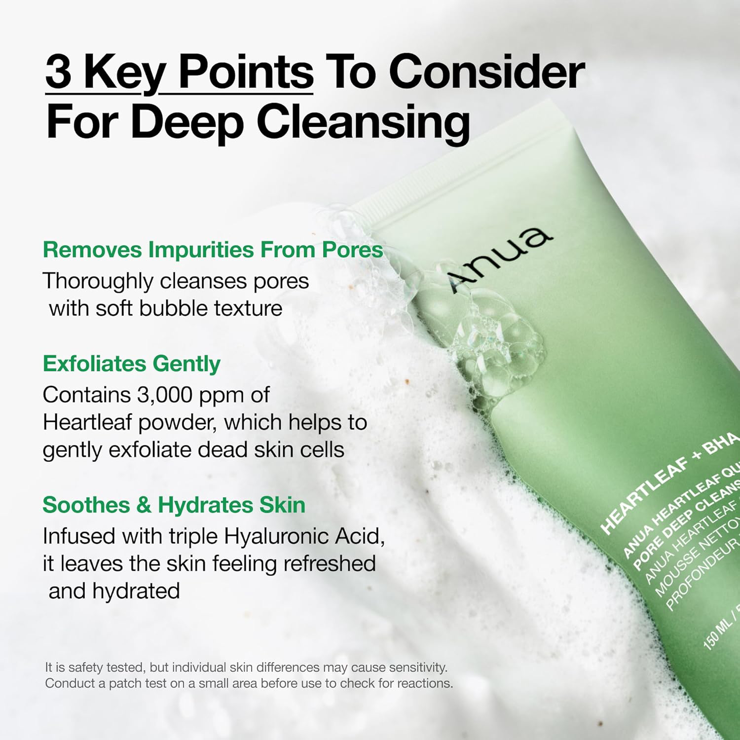 Anua - Heartleaf Quercetinol Pore Deep Cleansing Foam 150ml.