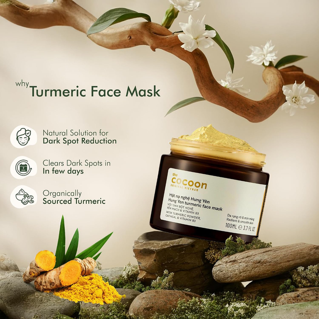 Cocoon Vietnam - Hung Yen Turmeric Face Mask (Mặt Nạ Nghệ Hưng Yên) with Turmeric Powder & Oatmeal 100ml.