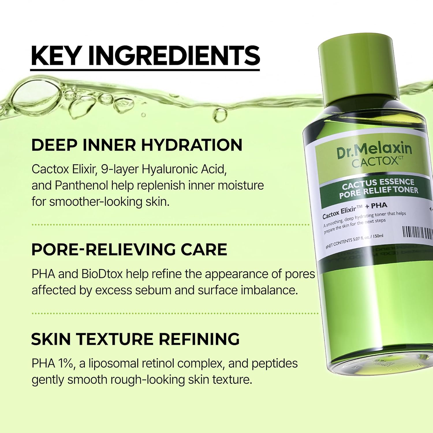 Dr.Melaxin - CACTOX Cactus Essence Pore Relief Toner + PHA 150ml.