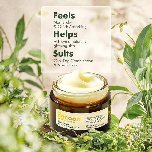 Cocoon Vietnam - Winter Melon Gel Cream (Thạch Bí Đao) with Winter Melon Extract, 5α-Avocuta® & Centella Asiatica 30ml.