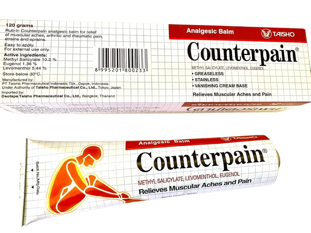 Counterpain - Analgesic Balm - Warm Cream Relief Muscular Pain Aches 120g. (Pack of 3) - Made in Thailand