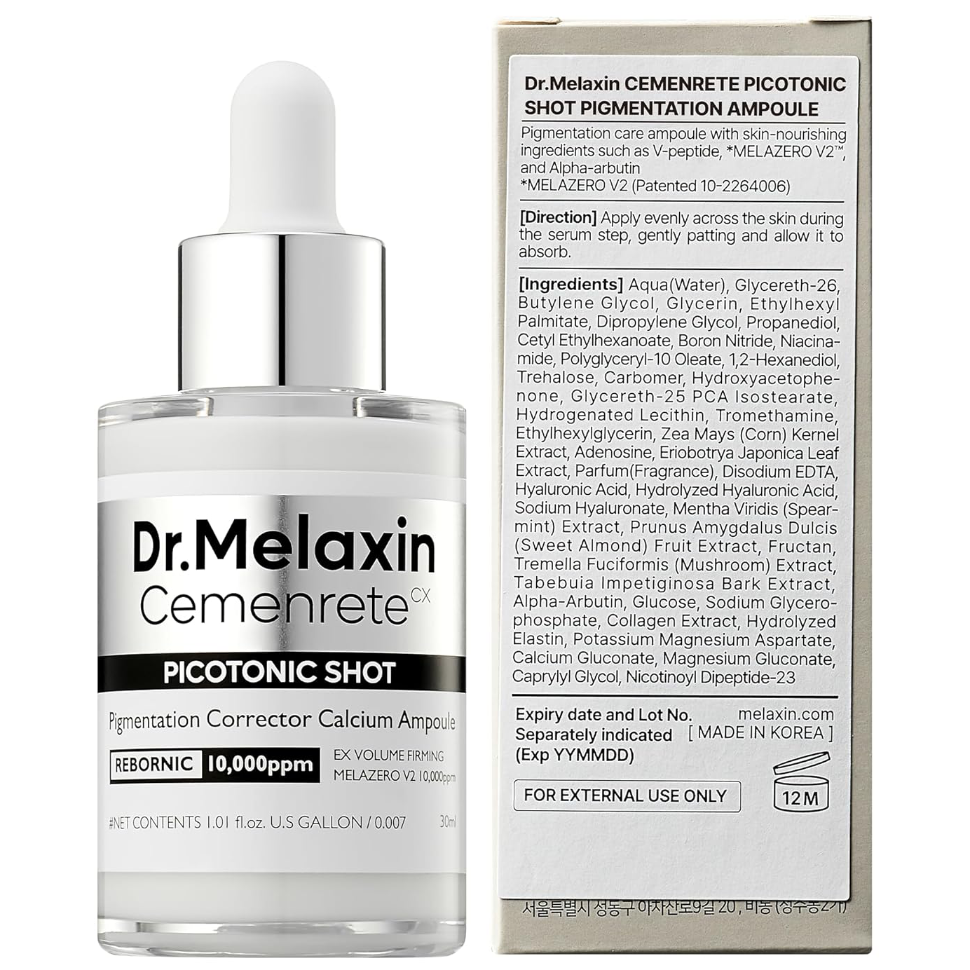 Dr.Melaxin - Cemenrete Picotonic Shot Pigmentation Corrector Calcium Ampoule 30ml.