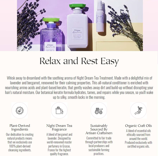 Moist Diane - Bonheur Natural & Organic Night Dream Tea Shampoo, Moist & Repair 500ml.