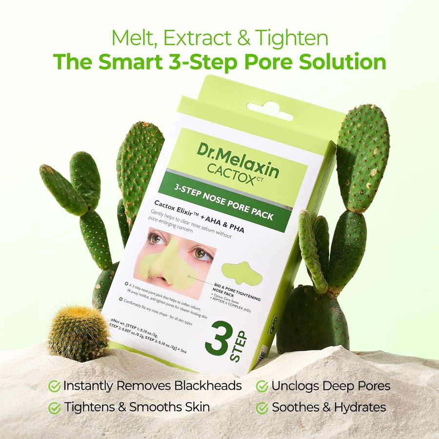 Dr.Melaxin - Cactox 3-Step Nose Mask Pack with AHA & PHA (Box of 3 Strips)