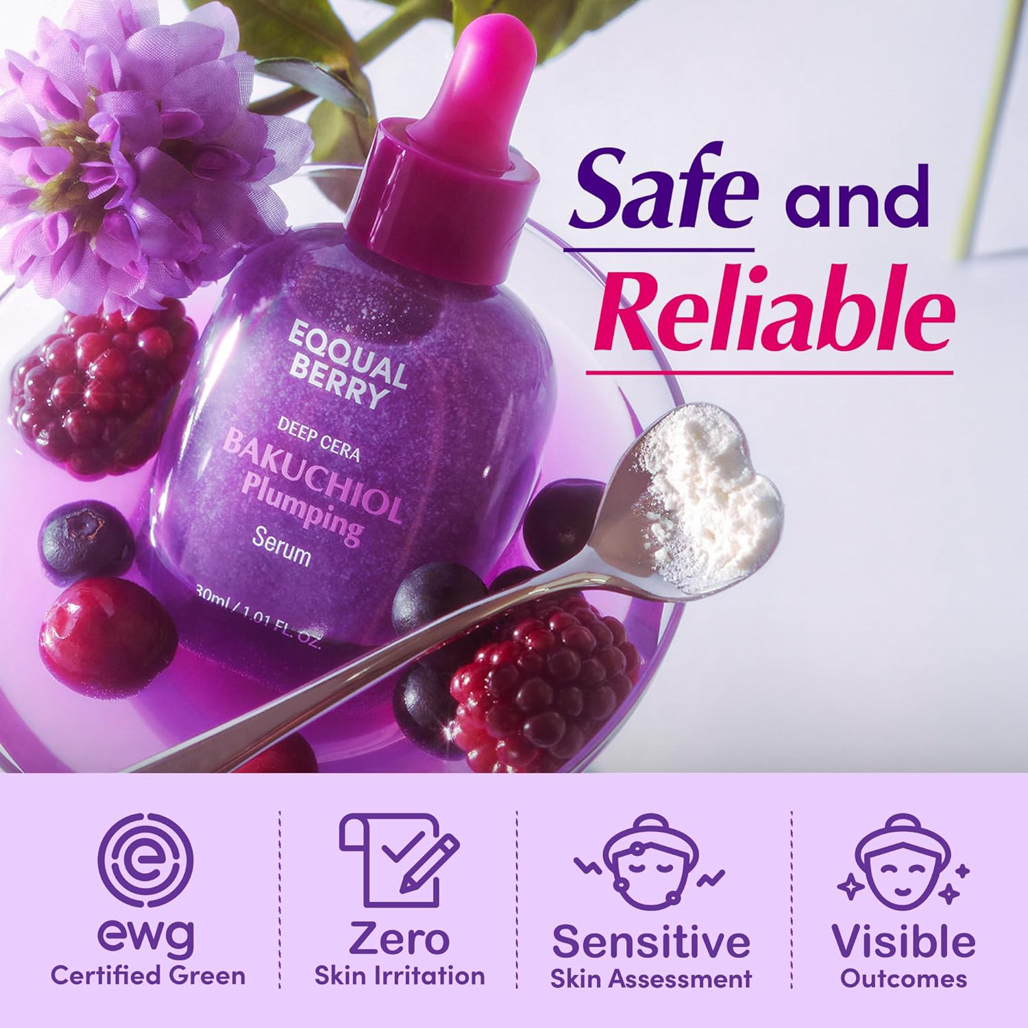 EQQUALBERRY - Bundle of: 1x Bakuchiol Plumping Serum 30ml. + 1x Bakuchiol Plumpin Capsule Cream 50ml.