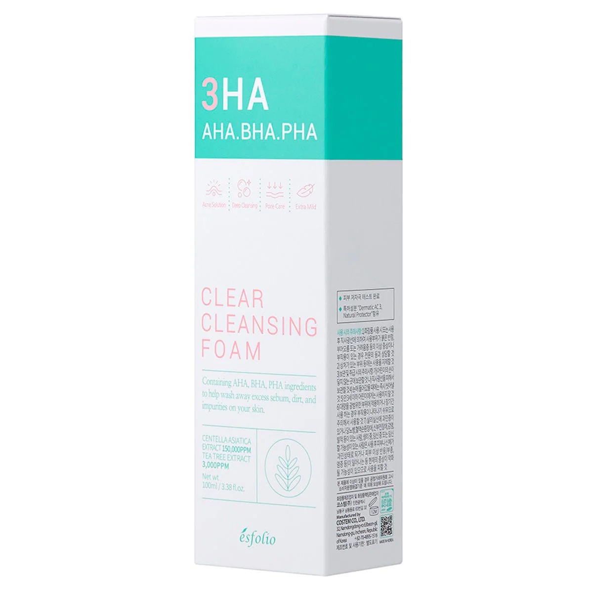 Esfolio - 3Ha Clear Cleansing Foam AHA BHA PHA 100ml.