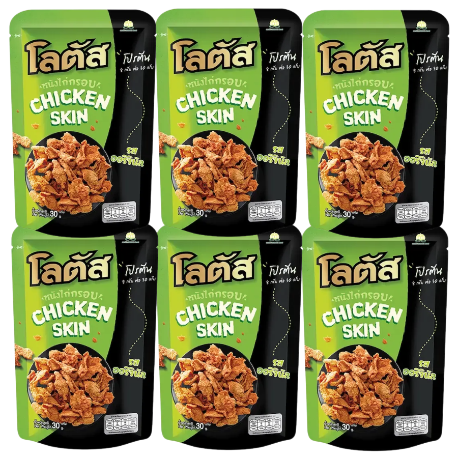 Lotus - Crispy Chicken Skin Original Flavor 30 g (Pack of 6) - Thailant