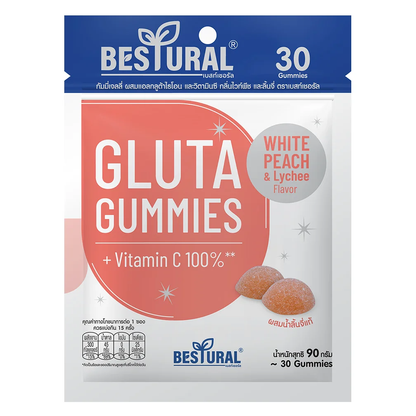 Bestural - X DHC - Gluta Gummies + Vitamin C, White Peach and Lychee Flavor 90g. (30 gummies)