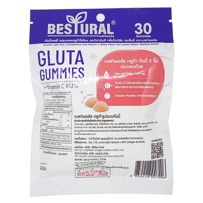 Bestural - X DHC - Gluta Gummies + Vitamin C, White Peach and Lychee Flavor 90g. (30 gummies)