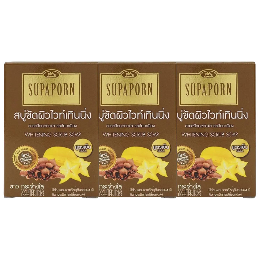 Supaporn - Whitening Scrub Soap 100g. (Pack of 3)