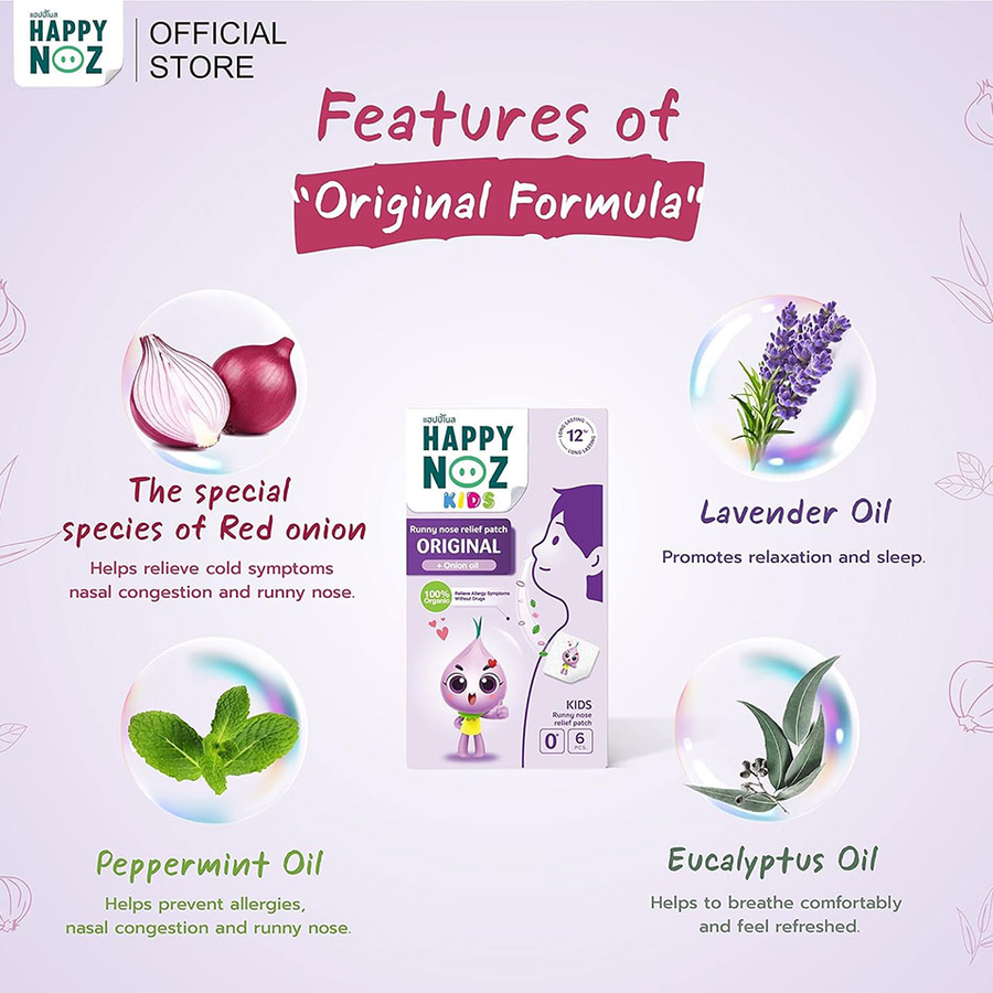 Happy Noz - Kids - Purple Scented Formula (Pack of 3 x 6 patches)