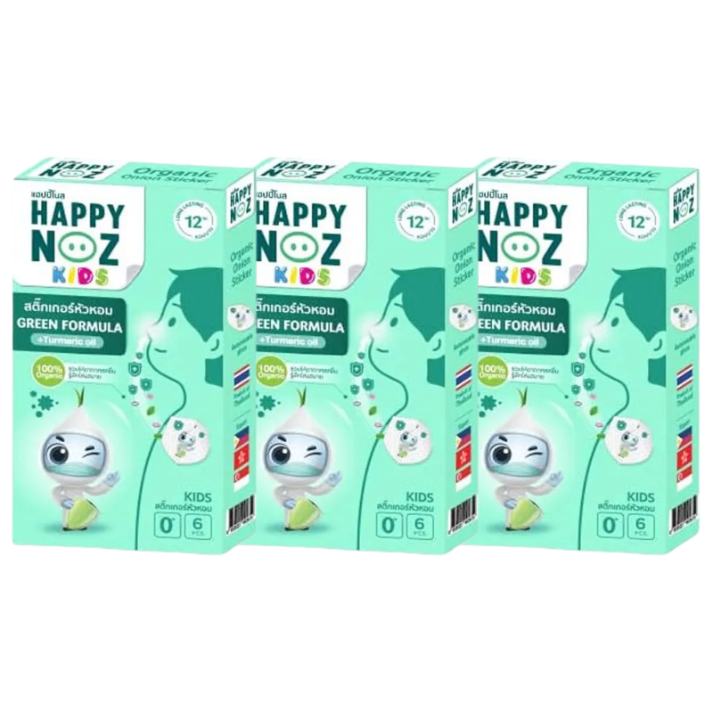 Happy Noz - Kids - Green Fragrance Formula (Pack of 3 x 6 patches)