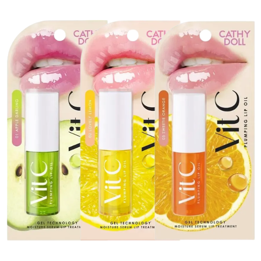 Cathy Doll - Vit C Plumping Lip Oils - Apple Darling, Lovely Melon and Sweetie Orange 2.4g. each (Pack of 3 Mix)