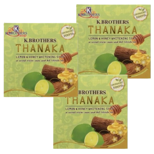 K. Brothers - Thanaka Lemon & Honey Whitening Soap 60g. (Pack of 3)