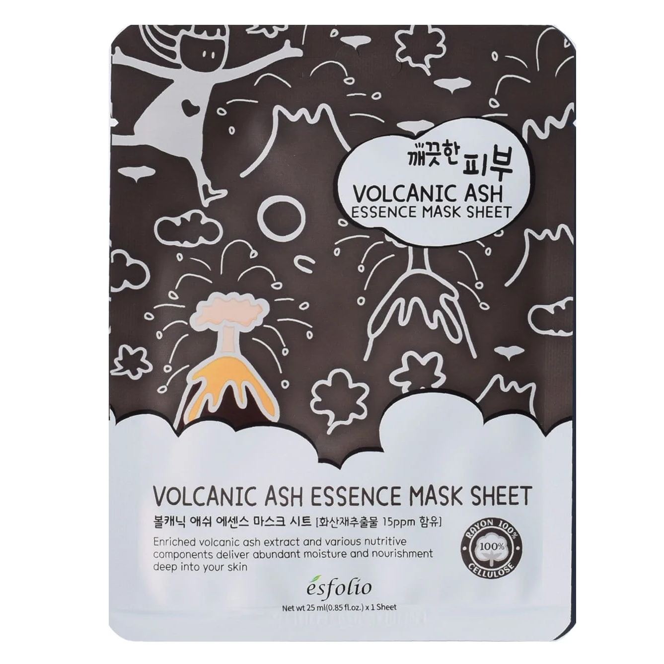 Esfolio - Pure Skin Volcanic Ash Essence Mask Sheet 25ml. (Pack of 3)
