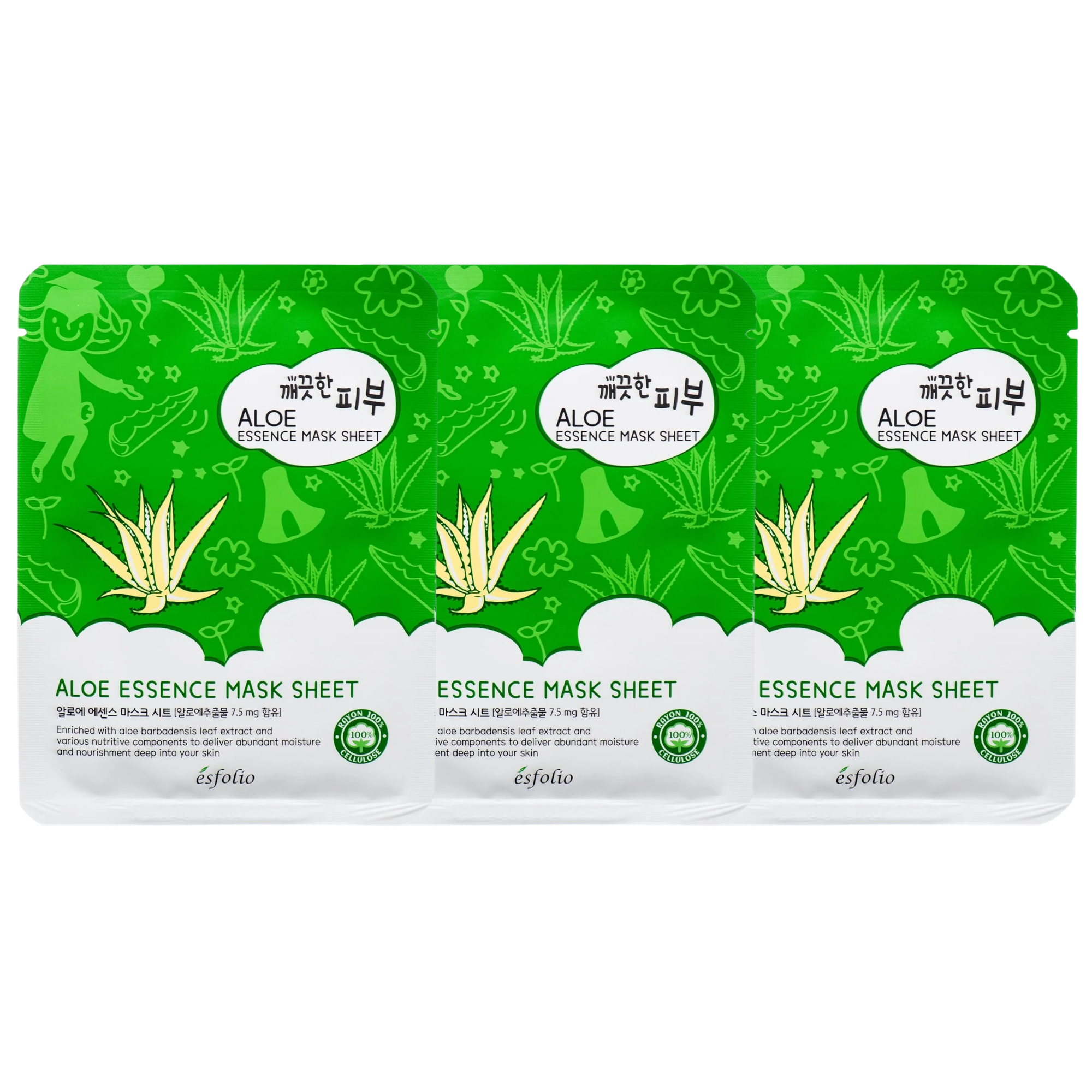 Esfolio - Pure Skin Aloe Essence Mask Sheet 25ml. (Pack of 3)