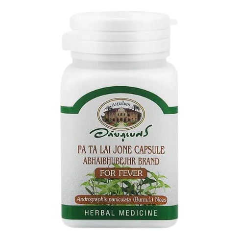 Abhaibhubejhr - Fa Ta Lai Jone Capsules - Andrographis Paniculata Ness (400 mg. 60 Capsules) - Made in Thailand