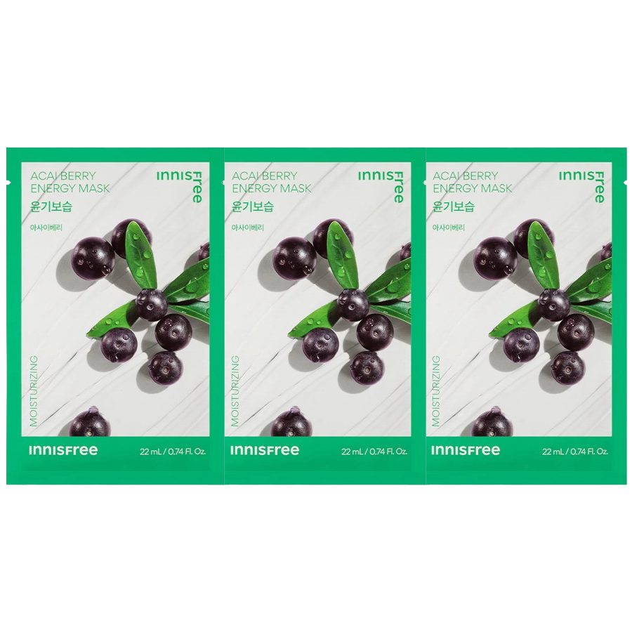 Innisfree - Squeeze Energy Mask Acai Berry 22ml. (Pack of 3)