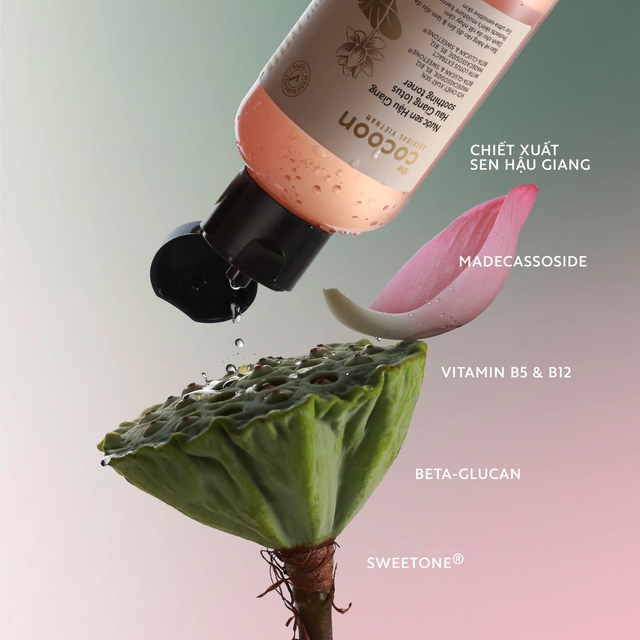 Cocoon Vietnam - Hau Giang Lotus Soothing Toner (Nước Sen Hậu Giang) with Lotus Extract, Madecassoside & B5 140ml.