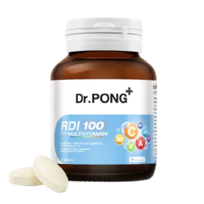 Dr.PONG - RDI 100 Daily Multivitamin, B-Complex, Vitamins A, C, D3, E, K1, Folic Acid and Biotin (30 capsules)